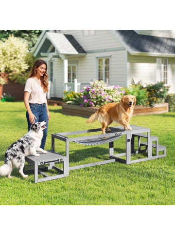 Pawhut Hunde Agility Set Grau Tannenholz