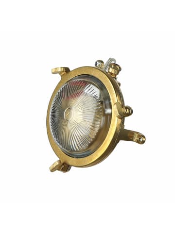 Licht-Erlebnisse Außen Wandlampe Ø 14 x (H)14 cm in Messing