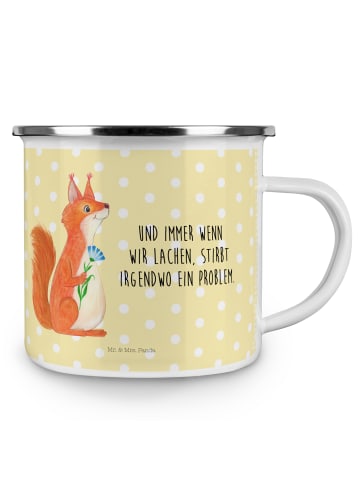 Mr. & Mrs. Panda Kaffeepott Eichhörnchen Blume mit Spruch in Gelb Pastell
