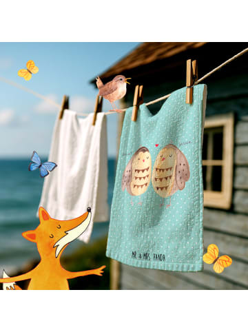 Mr. & Mrs. Panda Mini-Handtuch Eulen Liebe ohne Spruch in Türkis Pastell