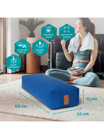 DoYourFitness Yoga-Bolster Paravati gefüllt Dinkelspelz navyblau eckig Blau