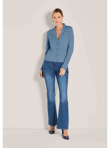 MADELEINE Eleganter Blazer mit feinem Glattstrick in rauchblau