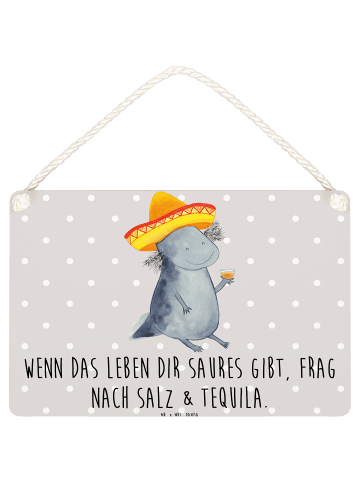 Mr. & Mrs. Panda Schild Axolotl Tequila mit Spruch in Grau Pastell