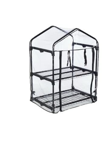 relaxdays Balkongewächshaus in Schwarz/ Transparent - (B)69 x (H)94 x (T)49 cm