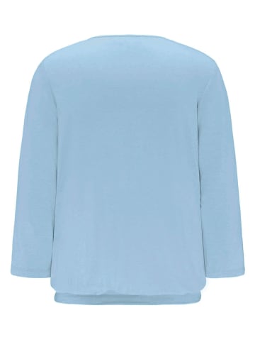 GOLDNER Kurzgröße:  Chiffon-Shirt mit 3/4-Arm, Rundhals in bleu