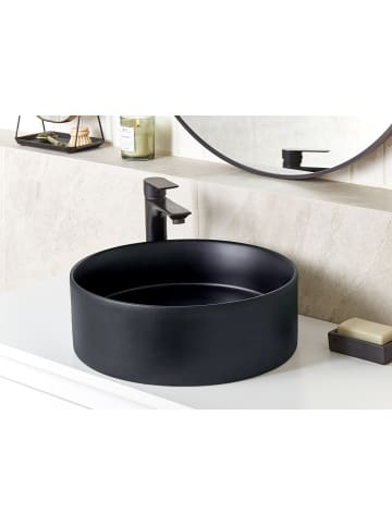 Beliani Waschbecken TEBAR in Schwarz - (W) 40 x (H) 12 x (L) 40 cm