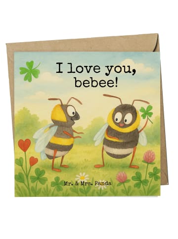 Mr. & Mrs. Panda Deluxe Karte Bienen Paar Design mit Spruch in Weiß