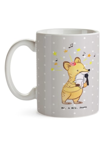 Mr. & Mrs. Panda Tasse Sängerin Herz ohne Spruch in Grau Pastell
