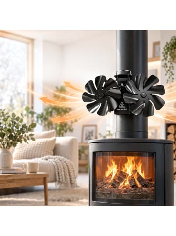 relaxdays Kaminventilator in Schwarz - (B)26 x (H)14,5 x (T)13 cm