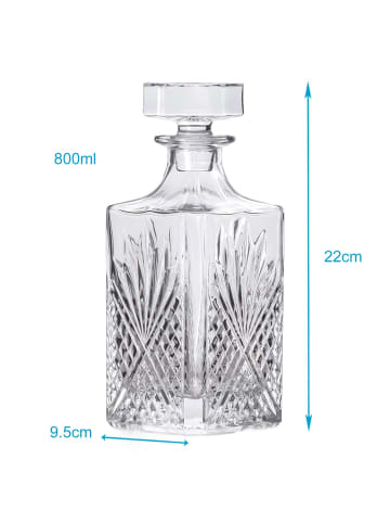 Intirilife Whiskey Karaffe - Decanter für Rum, Vodka, Scotch uvm. in 800ml in Klar