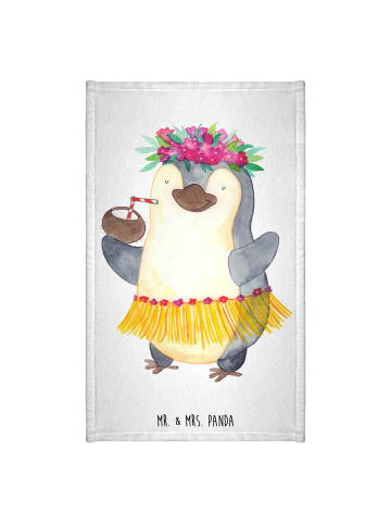 Mr. & Mrs. Panda Gästehandtuch Pinguin Kokosnuss ohne Spruch in Weiß