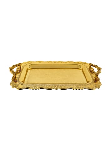 Almina 2er-Set Serviertabletts aus hochwertigem 18/10 Edelstahl in Gold(Motiv6)