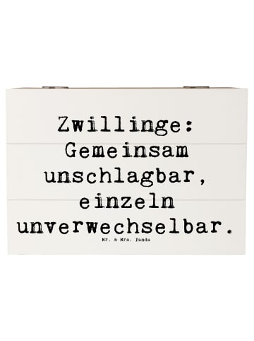 Mr. & Mrs. Panda Holzkiste Spruch Unschlagbare Zwillingsgeschwis... in Weiß