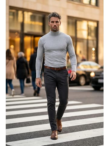 RESLAD Sweatshirt sportlicher Rolli in grau