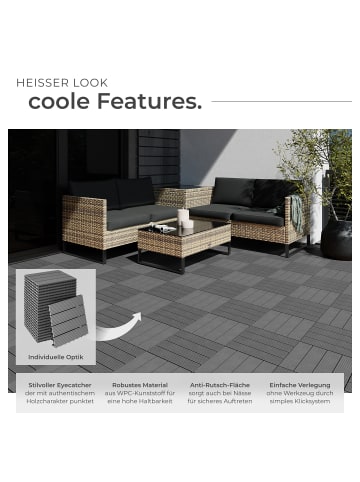 tectake Terrassenfliesen 22er Set im Klicksystem, 31 x 31 x 2,2 cm