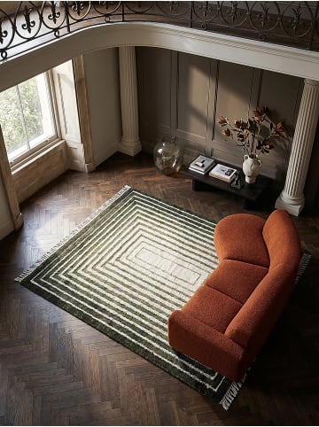 KADIMA DESIGN FROND Teppich Flachgewebe Wollmischung Naturfaser weich 140x200 Grün in Grün