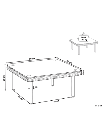 Beliani Couchtisch BAUCINA in Weiß/Braun - (W) 60 x (H) 30 x (L) 60 cm