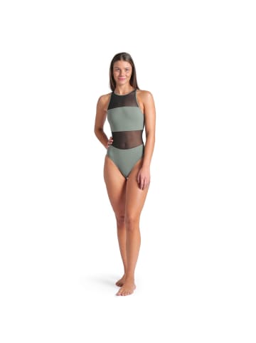 Arena Mesh Panels Swimsuit Vent Back in grün