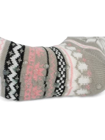 styleBREAKER ABS Kuschelsocken mit Norweger Muster in Hellgrau