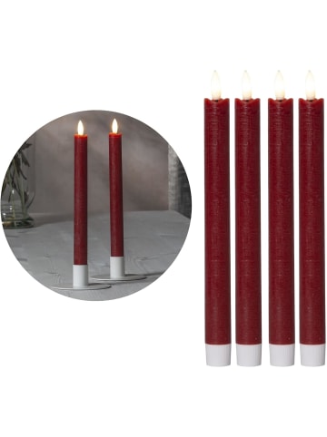 Novaliv Stabkerzen LED mit Timer Rot 4 Stück Rot indoor - 6 Stunden - ECHTWACH in Rot