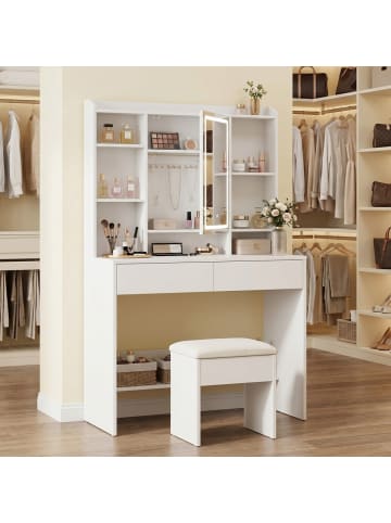 VASAGLE Schminktisch Kailyn in Weiß - (B)90 x (H)145 x (T)40 cm