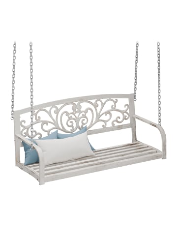 relaxdays Hängebank in Weiß/ Bronze - (B)133 x (H)190 x (T)55 cm