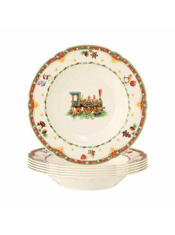 Seltmann Weiden 6er Set Suppenteller Marieluise Weihnachtsnostalgie in Creme ø 23 cm in creme