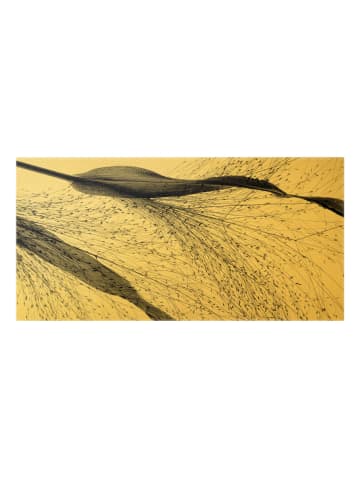 WALLART Leinwandbild Gold - Zartes Schilf mit feinen Knospen in Schwarz-Weiß