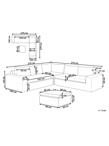 Beliani 4-tlg Lounge Set PALERMO in Braun/Grau