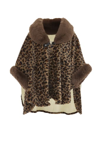 imala Damen Poncho in Braun Leo