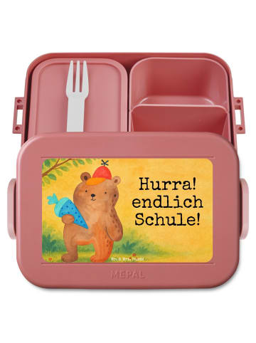 Mr. & Mrs. Panda Lunch Box Bär Schultüte Design mit Spruch in Rot Pastell