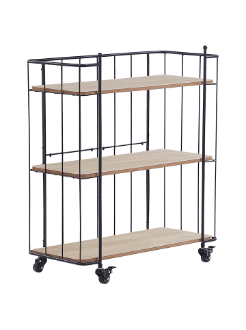 Beliani Servierwagen GABBS in Schwarz/Braun - (W) 70 x (H) 81 x (L) 29 cm