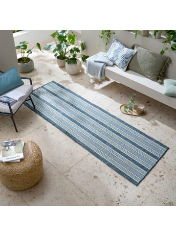 KADIMA DESIGN Balkon-Teppich UV-beständig FLEET Streifen Muster Terrasse Modern in Blau-Grün