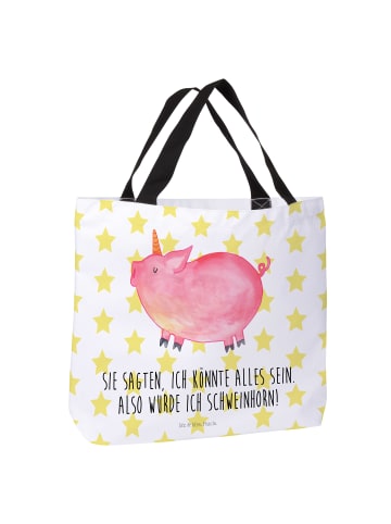 Mr. & Mrs. Panda Schultertasche Einhorn Schwein mit Spruch in Weiß