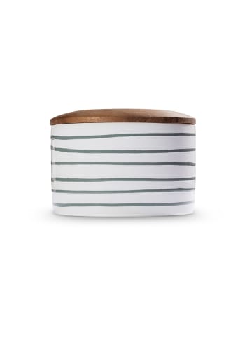 Gmundner Keramik Graugeflammt Vorratsdose mit Holzdeckel in Weiß