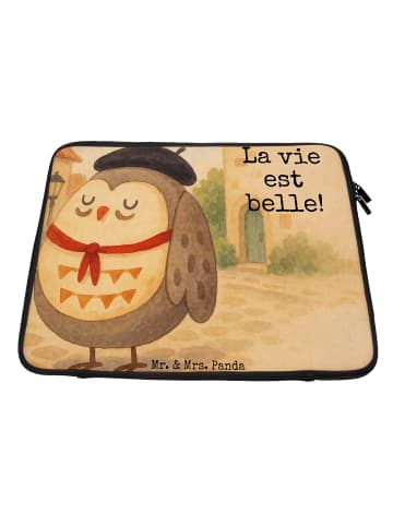 Mr. & Mrs. Panda Laptop Hülle Eule Frankreich Design mit Spruch in Weiß