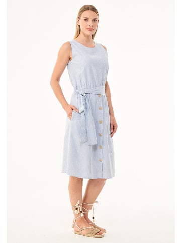 Organication Midikleid "WOR13401" in Blau/Weiß gestreift