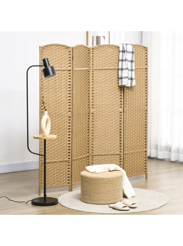 HOMCOM Paravent-320L x 1,6B x 170H cm-Naturholz
