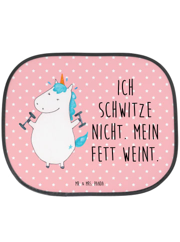 Mr. & Mrs. Panda Sonnenschutz Fürs Auto Einhorn Fitness mit Spruch in Rot Pastell