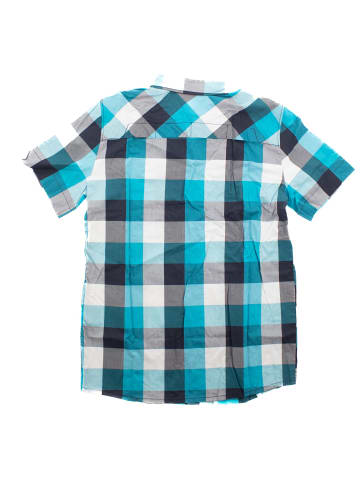 Jack Wolfskin Hemd Fairford Shirt kurzarm Herren Hemd kariert Wandershirt in Blau