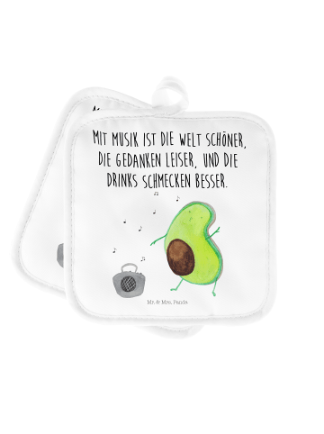 Mr. & Mrs. Panda 2er Set Topflappen  Avocado Tanzen mit Spruch in Weiß