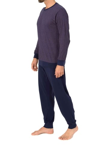 NORMANN Langarm Schlafanzug Pyjama Bündchen Minimalprint in rot