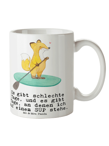 Mr. & Mrs. Panda Keramiktasse Fuchs Stand Up Paddling mit Spruch in Weiß
