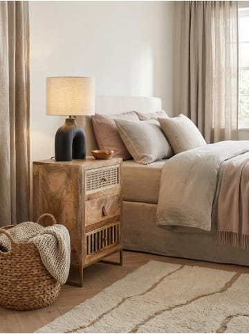 KADIMA DESIGN Industrial Nachttisch, Mango Massivholz/Rattan, 3 Schubladen