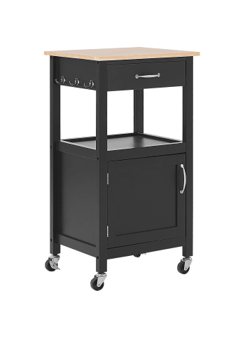 Beliani Servierwagen SIENA in Schwarz/Braun - (W) 48 x (H) 89 x (L) 39 cm
