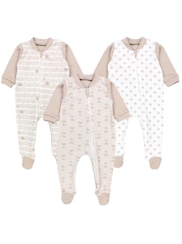 TupTam Baby Unisex Schlafstrampler mit Fuß 3er Pack in beige