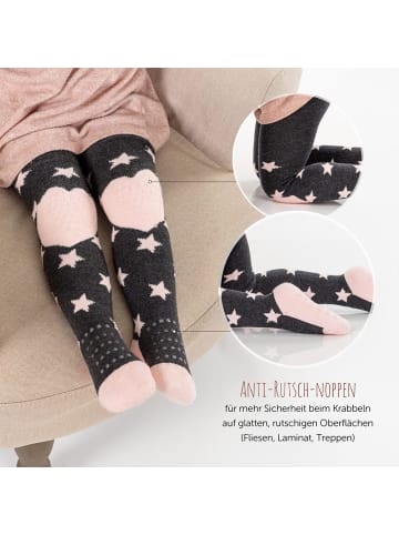 LaLoona Krabbel-Strumpfhose 2er Pack - Sterne Rosa + Streifen in grau,rosa