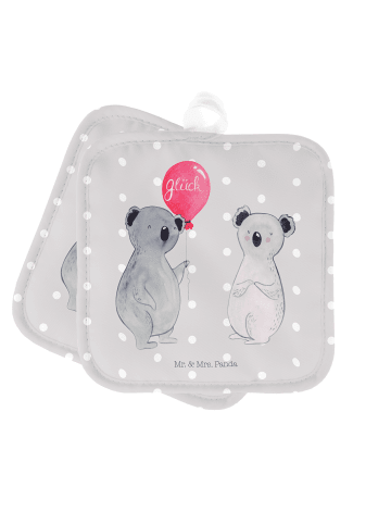 Mr. & Mrs. Panda 2er Set Topflappen  Koala Luftballon ohne Spruch in Grau Pastell