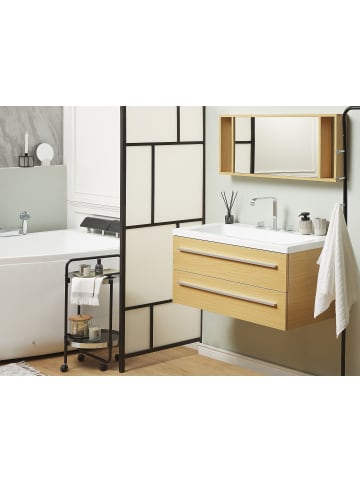 Beliani 3-tlg Badezimmerschrank mit Waschbecken ALMERIA in Beige/Weiß/Silber
