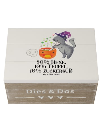 Mr. & Mrs. Panda Holzkiste Kater Hexenkessel mit Spruch in Weiß
